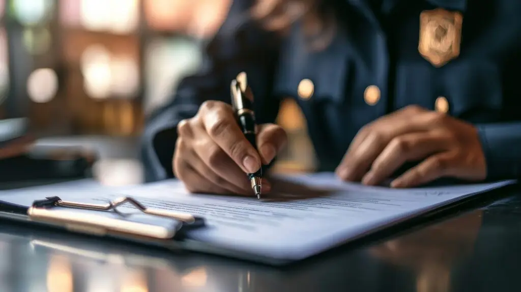 A police report being filed